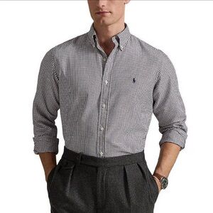 Ralph Lauren Black and White Checkered Dress Shirt XL GUC